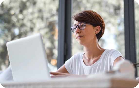 a woman with a laptop